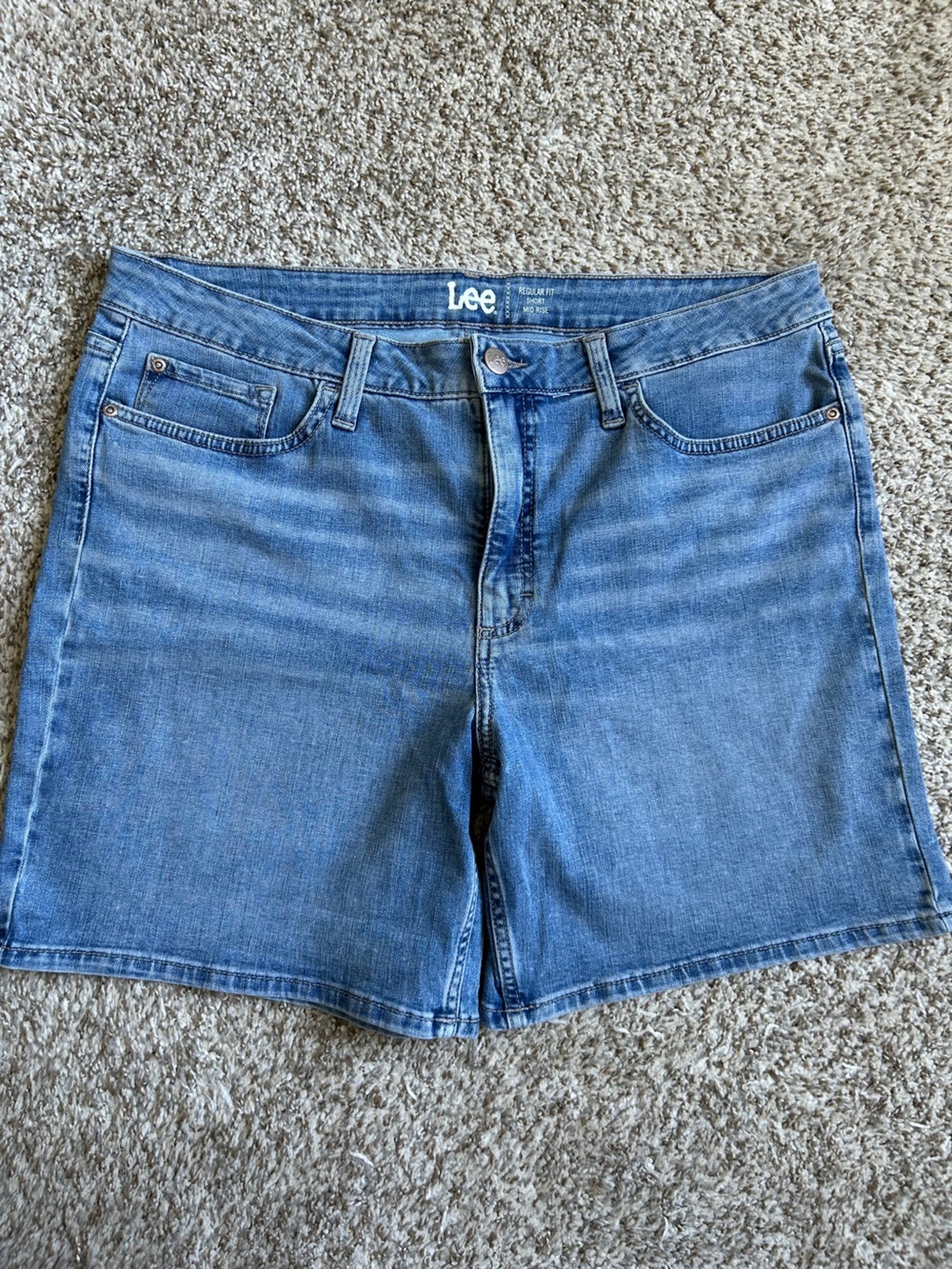 Lee Regular Fit Mid Rise Short Blue Denim Women's Shorts Casual Basic Summer 16